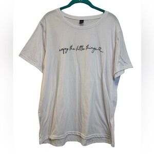 SHEIN White Short Sleeve Tee Enjoy The Little Things Size XXL 2X ☀️